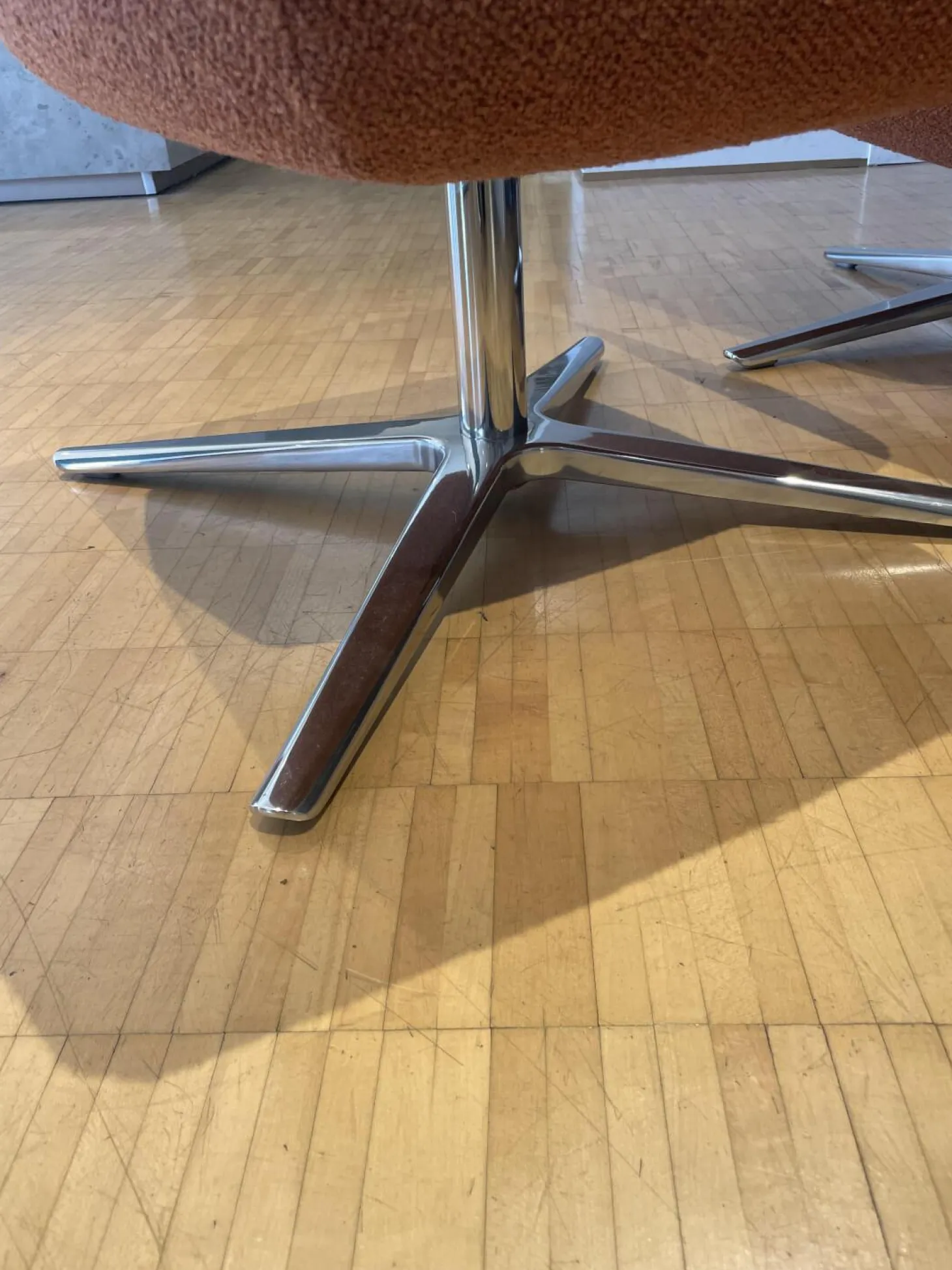 Sessel Caruzzo 662 100 Stoff Monza 27 Rost Braun Rot Gestell Pure Aluminium Poliert Inklusive Hocker