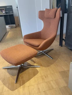 Sessel Caruzzo 662 100 Stoff Monza 27 Rost Braun Rot Gestell Pure Aluminium Poliert Inklusive Hocker