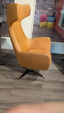 Sessel Castello Leder Canyon Cognac Braun Füße Verchromt