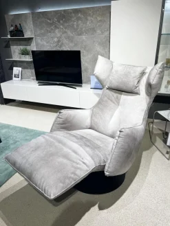 Sessel Charles Leder Crazy Nubuk Beige Grau 2510 41 Platte Rund Schwarz Matt Pulverbeschichtet Inklusive Nackenkissen