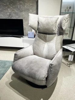 Sessel Charles Leder Crazy Nubuk Beige Grau 2510 41 Platte Rund Schwarz Matt Pulverbeschichtet Inklusive Nackenkissen