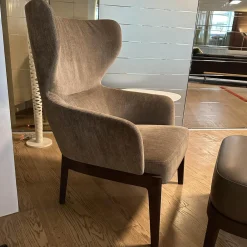 Sessel Chelsea CP0 1 Stoff Kubrick K 1930 Grau Gestell Eukalyptus Mit Hocker Leder Luxor L1364