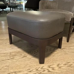 Sessel Chelsea CP0 1 Stoff Kubrick K 1930 Grau Gestell Eukalyptus Mit Hocker Leder Luxor L1364