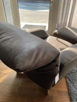 Sessel Chiara Leder PLX Tessuto 9620 Anthrazit Gestell Und Füße Stahl Verchromt Mit Hocker