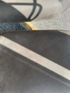 Sessel Chiara Leder PLX Tessuto 9620 Anthrazit Gestell Und Füße Stahl Verchromt Mit Hocker