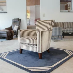 Sessel Chris Stoff Romo 8786 Streifenvelours Beige Dunkelbraun