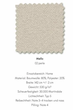 Sessel Cité Stoff Mello Perle Creme Untergestell Ecru