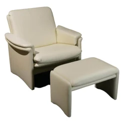 Sessel City Bezug Leder 42.310 Beige Mit Hocker