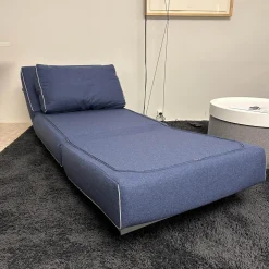 Sessel City Schlafsessel Stoff Felt Melange Blau Gestell Aluminiumfarbig Mit Kissen