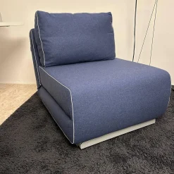 Sessel City Schlafsessel Stoff Felt Melange Blau Gestell Aluminiumfarbig Mit Kissen