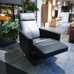 Sessel CL 17215 Leder 190 Basalt 190359 Tellerfuß Edelstahl Doppelsteppnaht