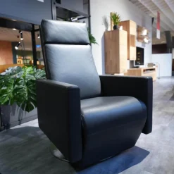 Sessel CL 17215 Leder 190 Basalt 190359 Tellerfuß Edelstahl Doppelsteppnaht