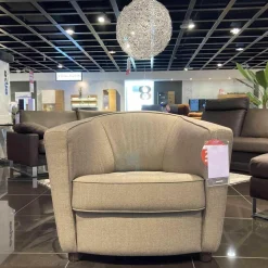 Sessel CL 190 Stoff Rye 2025.58 Beige Holzfüße Wenge