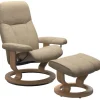 Sessel Consul S Stoff Jasmine 43 Almond Beige Gestell Classic 04 Eiche Inklusive Hocker