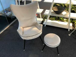 Sessel Contessa 1956 Stoff Yukon Snow Keder Schwarz Gestell Schwarz