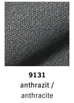 Sessel Cordia Lounge Korpus 286 Leder Schwarz Sitz Stoff 9131 Anthrazit mit Hocker