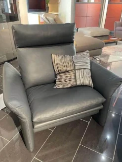 Sessel Cuneo Extra Hoch Leder 250 059 Anthrazit Inklusive Hocker