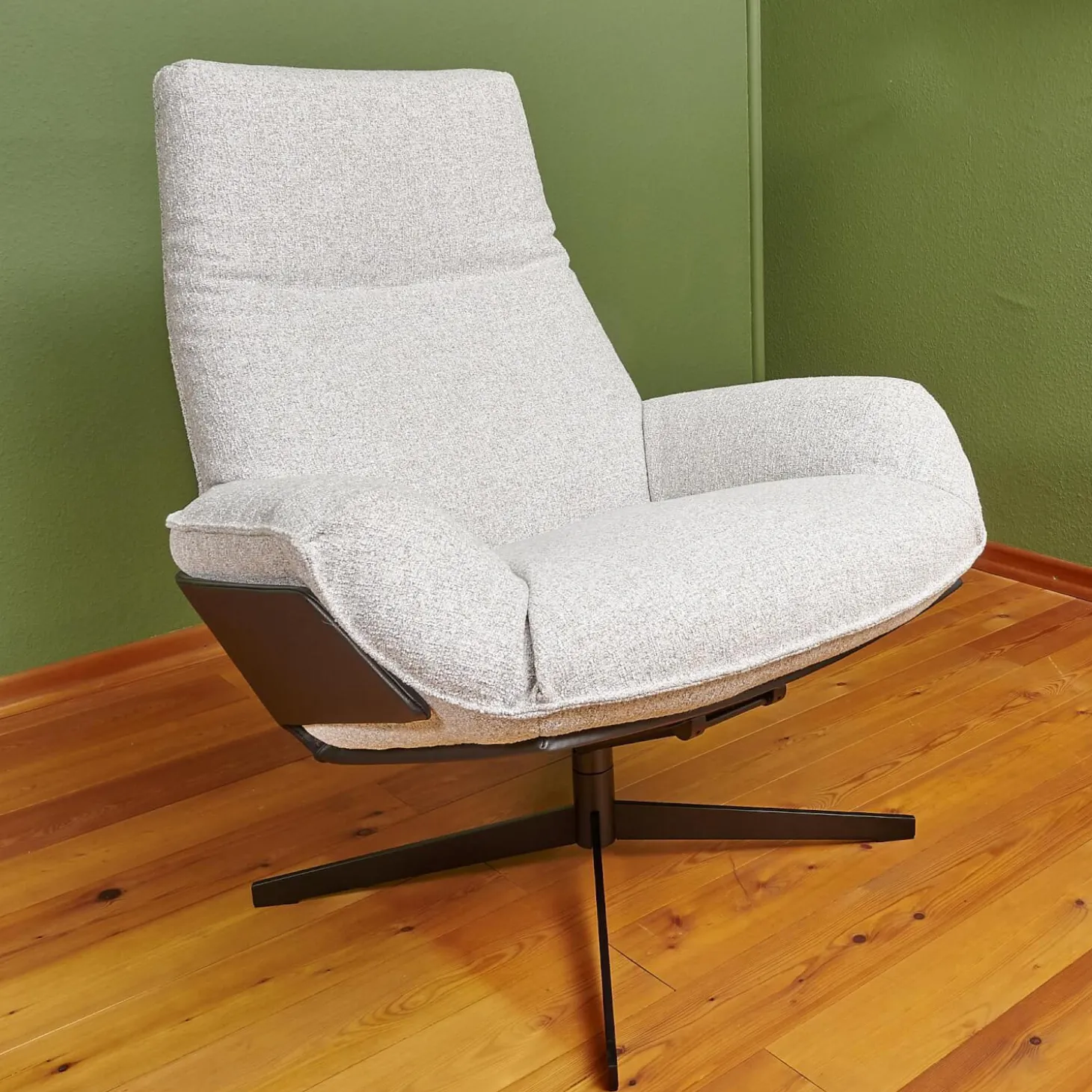 Sessel Daron Hoch Stoff Alice IP 1750 171 Beige Grau Kreuzfuß Schwarz Matt