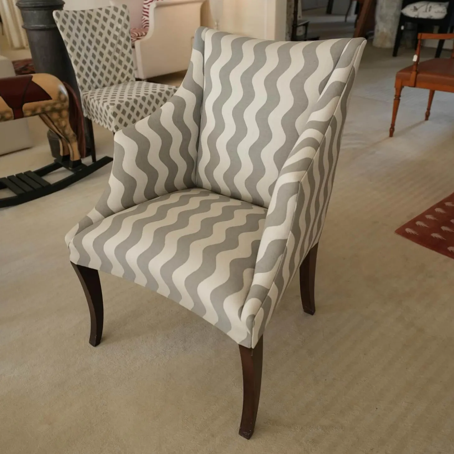 Sessel Donghia Master Stoff Grau Füße Holz