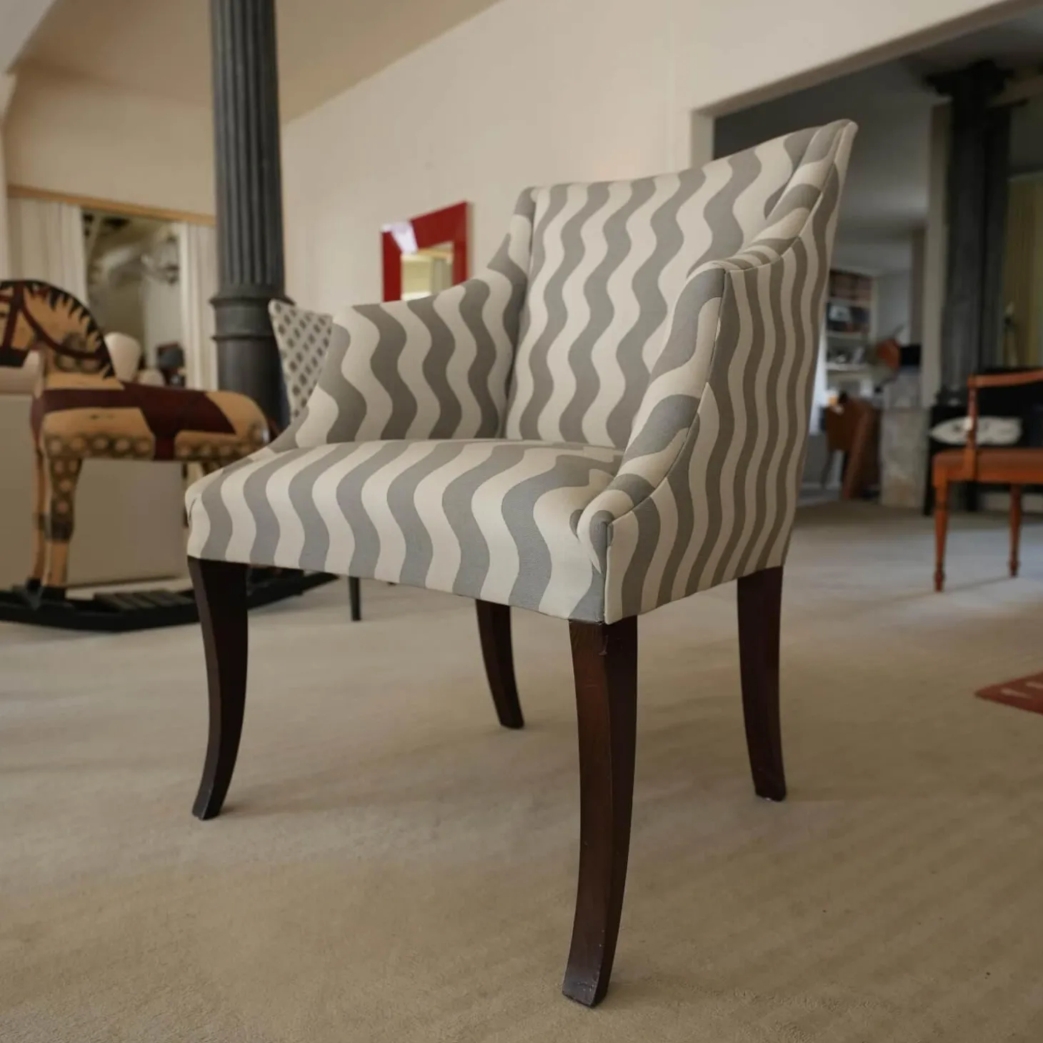 Sessel Donghia Master Stoff Grau Füße Holz