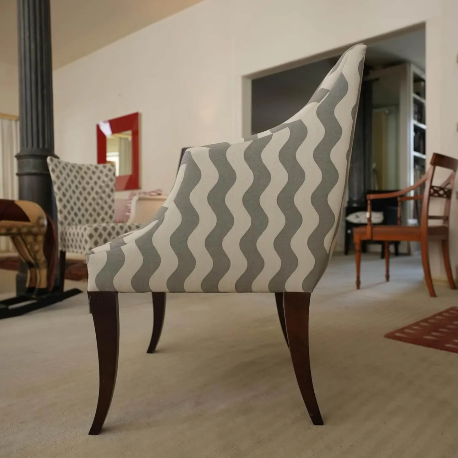 Sessel Donghia Master Stoff Grau Füße Holz