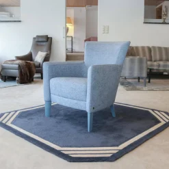 Sessel Donna Stoff Blaugrau Füße Blau Lackiert