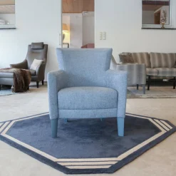 Sessel Donna Stoff Blaugrau Füße Blau Lackiert