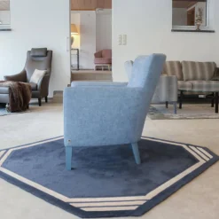 Sessel Donna Stoff Blaugrau Füße Blau Lackiert