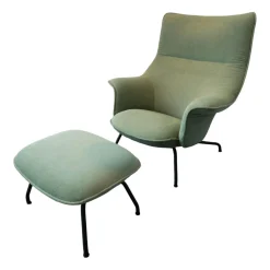 Sessel Doze Loungechair Stoff Grün Gestell Stahl Anthracite Black Schwarz Mit Hocker Doze