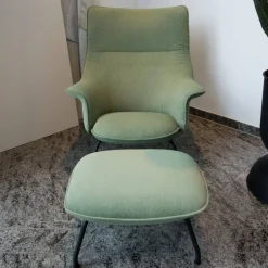 Sessel Doze Loungechair Stoff Grün Gestell Stahl Anthracite Black Schwarz Mit Hocker Doze