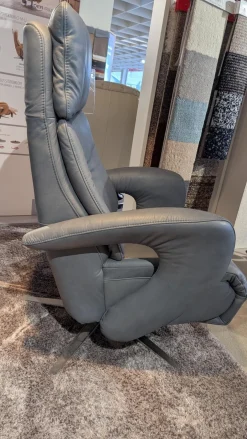 Sessel Dreamline 02 Leder Vivre Steel Grau Sternfuß Edelstahl Mit Kopfteilverstellung