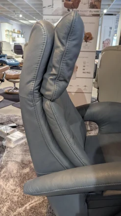 Sessel Dreamline 02 Leder Vivre Steel Grau Sternfuß Edelstahl Mit Kopfteilverstellung