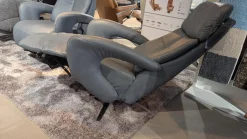 Sessel Dreamline 02 Leder Vivre Steel Grau Sternfuß Edelstahl Mit Kopfteilverstellung