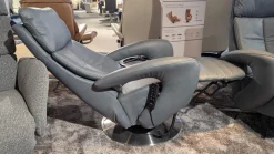 Sessel Dreamline 02 Leder Vivre Steel Grau Metall Drehteller V6 Mit Turn Und Move Funktion