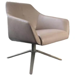Sessel DS 278-01 Leder Naturale Taupe Crème-Beige Vier-Sternfuss Taupe Lackiert Drehbar