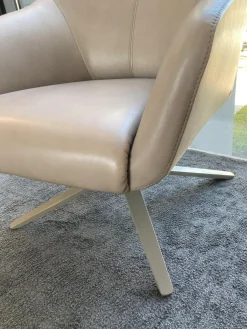 Sessel DS 278-01 Leder Naturale Taupe Crème-Beige Vier-Sternfuss Taupe Lackiert Drehbar