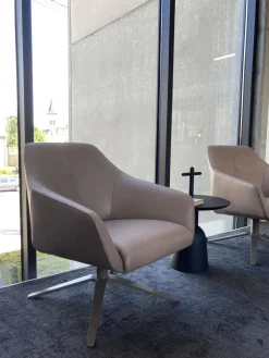 Sessel DS 278-01 Leder Naturale Taupe Crème-Beige Vier-Sternfuss Taupe Lackiert Drehbar