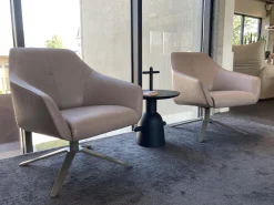 Sessel DS 278-01 Leder Naturale Taupe Crème-Beige Vier-Sternfuss Taupe Lackiert Drehbar