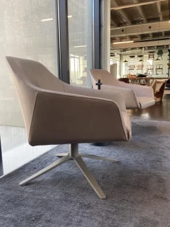 Sessel DS 278-01 Leder Naturale Taupe Crème-Beige Vier-Sternfuss Taupe Lackiert Drehbar