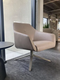 Sessel DS 278-01 Leder Naturale Taupe Crème-Beige Vier-Sternfuss Taupe Lackiert Drehbar