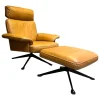 Sessel DS 0031 Leder Touch 25 Cuoio Braun Drehgestell 4 Sternfuß Schwarz Matt Beschichtet Mit Hocker DS-31