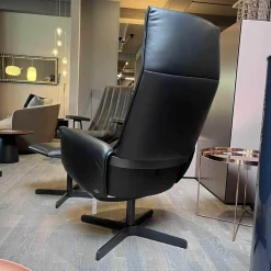 Sessel DS-344 Leder Touch Schwarz 11 Gestell Schwarzgrau Mit Hocker