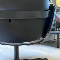 Sessel DS-344 Leder Touch Schwarz 11 Gestell Schwarzgrau Mit Hocker