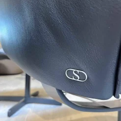 Sessel DS-344 Leder Touch Schwarz 11 Gestell Schwarzgrau Mit Hocker