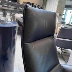 Sessel DS-344 Leder Touch Schwarz 11 Gestell Schwarzgrau Mit Hocker