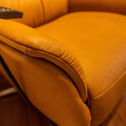 Sessel Easy Swing 7051 Leder 22 Soft N Bright Braun Sternfuß Edelstahloptik Mit Aufstehhilfe Und Kopfteilverstellung