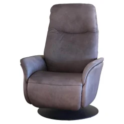 Sessel Easy-Swing Leder Eleganza Fango Braun Superlastic Plus Tellerfuß Anthrazit