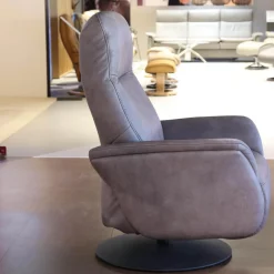 Sessel Easy-Swing Leder Eleganza Fango Braun Superlastic Plus Tellerfuß Anthrazit