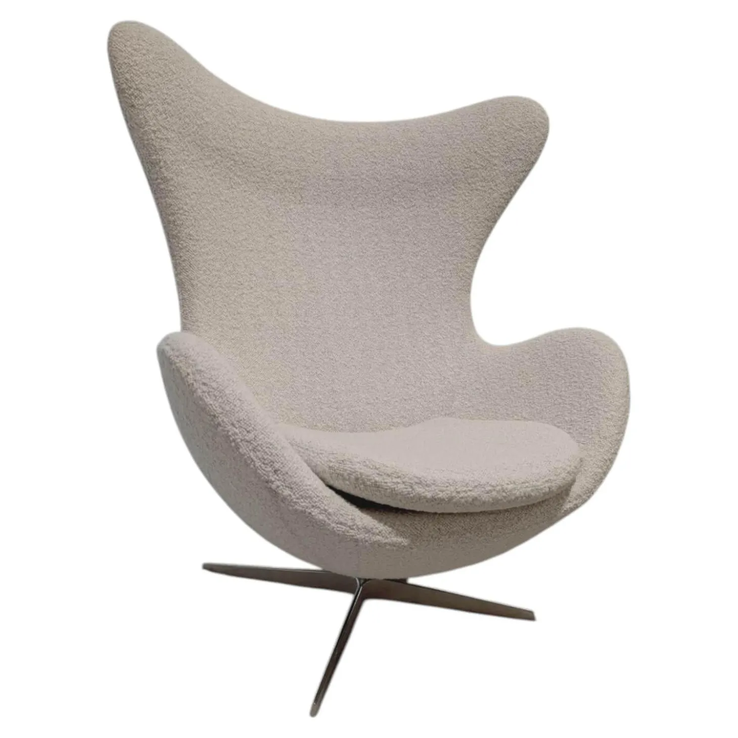 Sessel Egg Chair Stoff Karakorum Ecumee 007 Weiß Kreuzfuß Aluminium