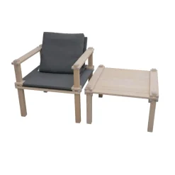 Sessel Farmer Stoff 5091 Mittelgrau Gestell Eiche Natur Geölt Inklusive Tisch